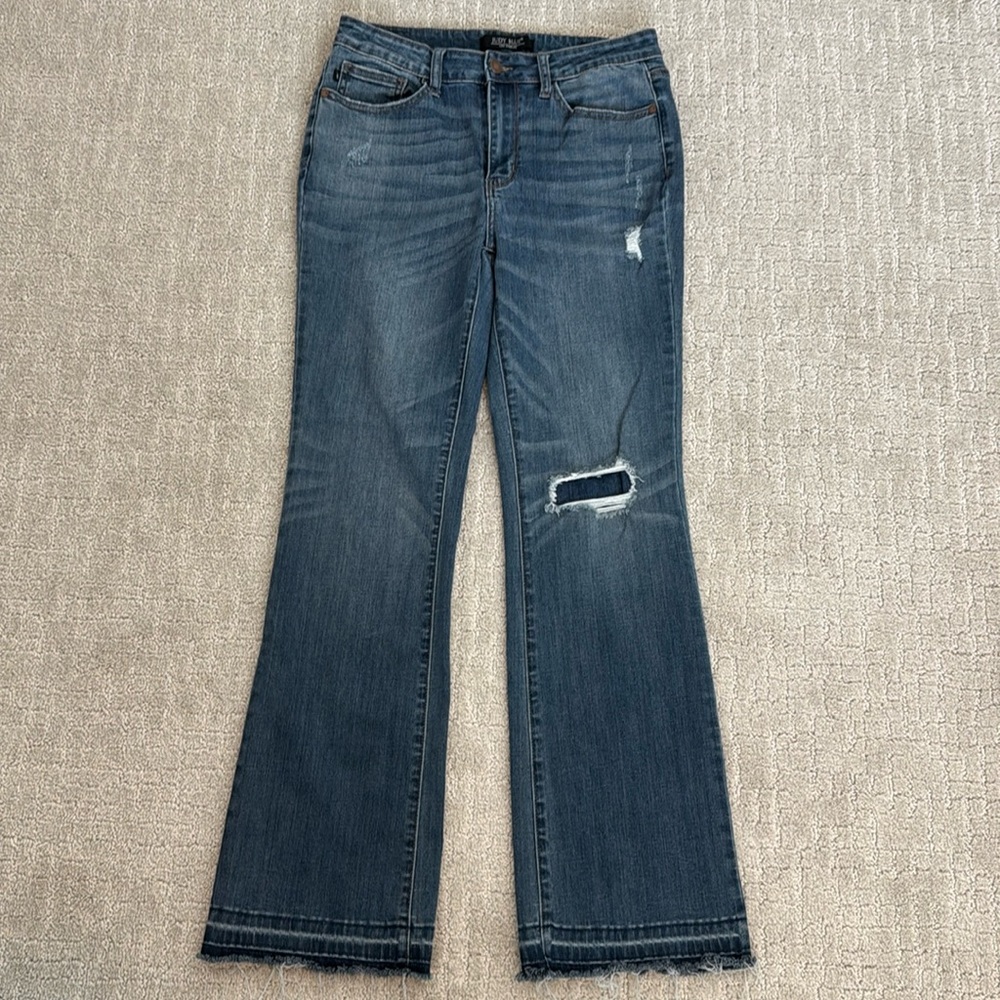 Judy Blue high waist vintage wash cropped wide leg jeans baggy released hem